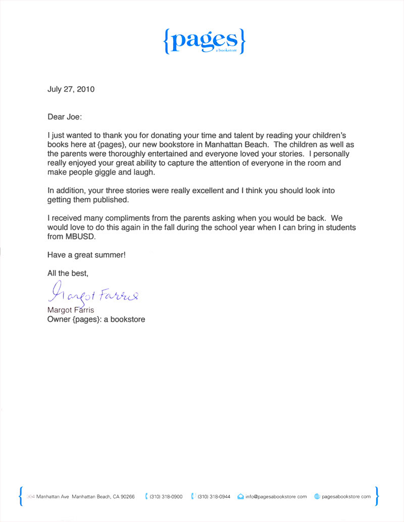 Letter from charity